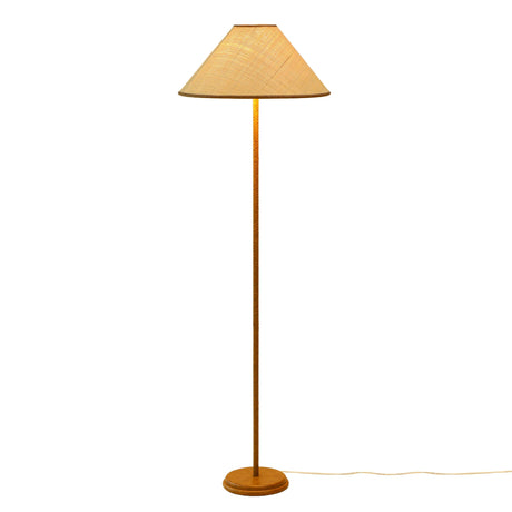 TOV Keria Natural Vegan Leather and Raffia Contract-Grade Floor Lamp