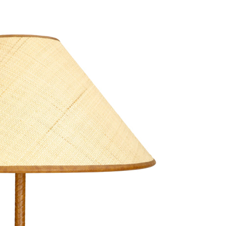 TOV Keria Natural Vegan Leather and Raffia Contract-Grade Floor Lamp