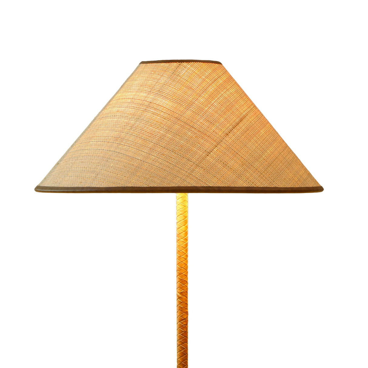 TOV Keria Natural Vegan Leather and Raffia Designer Floor Lamp