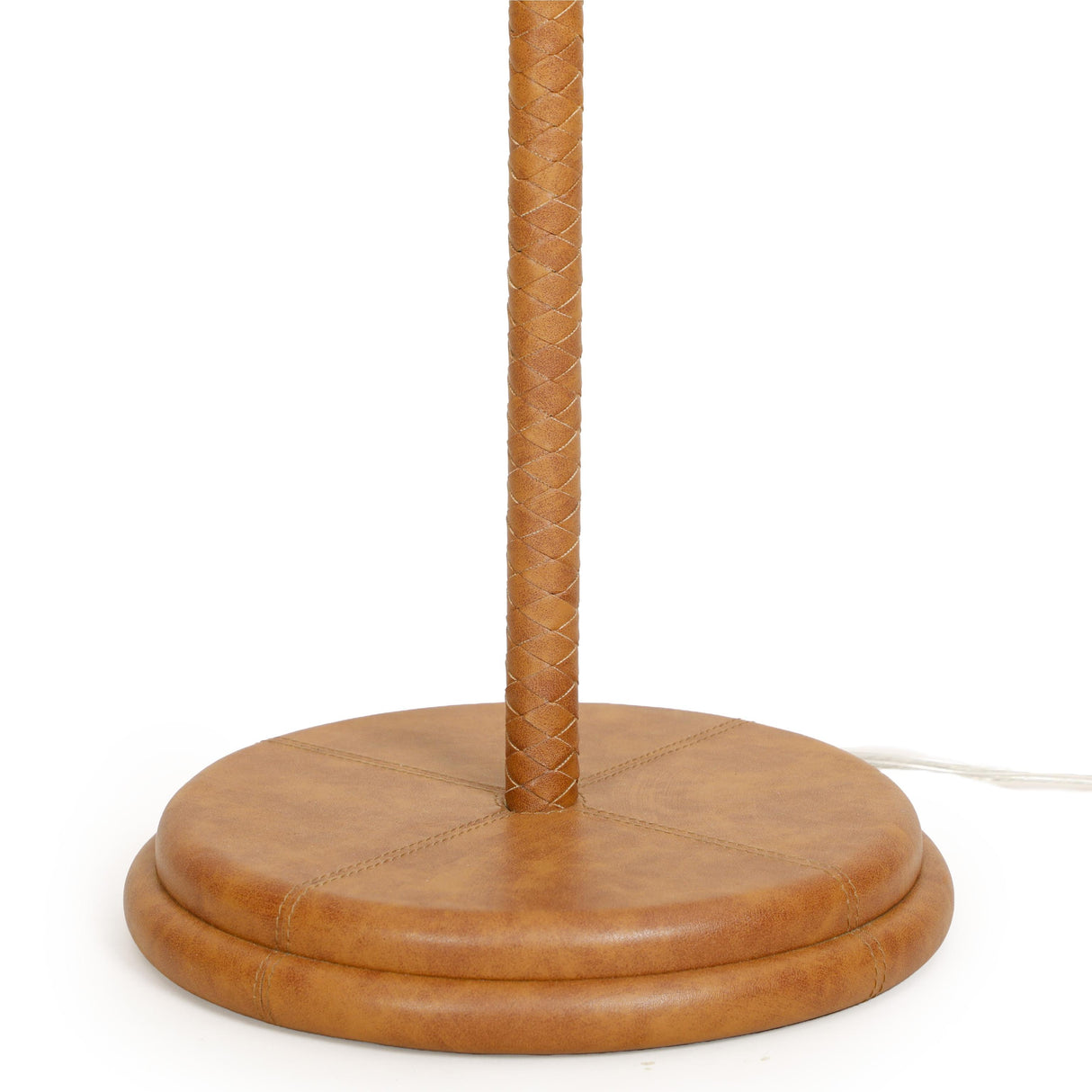 TOV Keria Natural Vegan Leather and Raffia Designer Floor Lamp