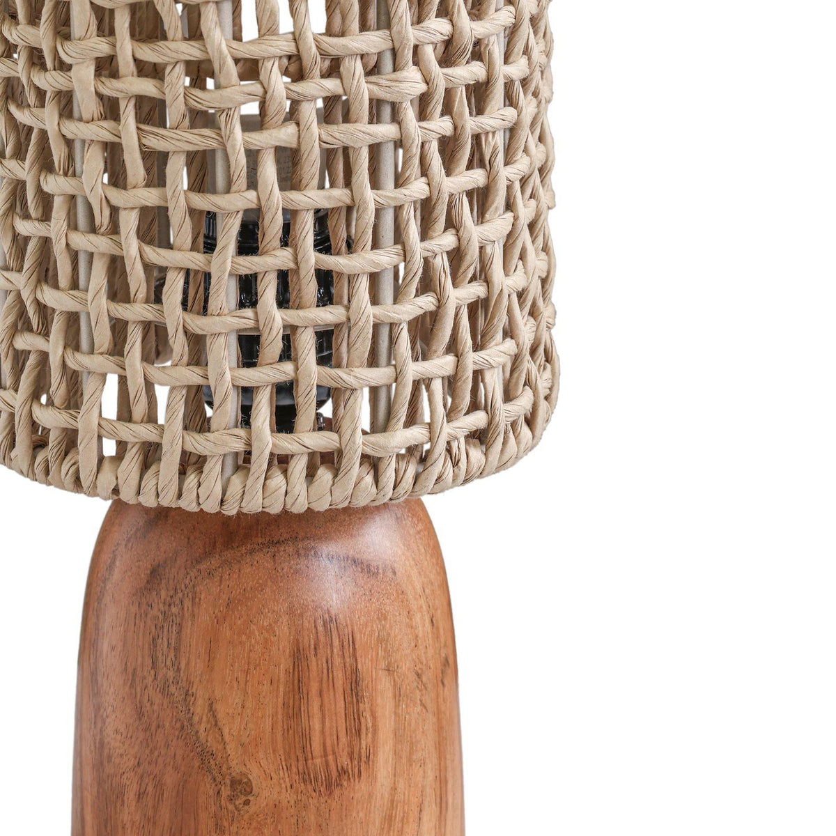 TOV Kombu Natural Raffia and Wood Small Table Lamp