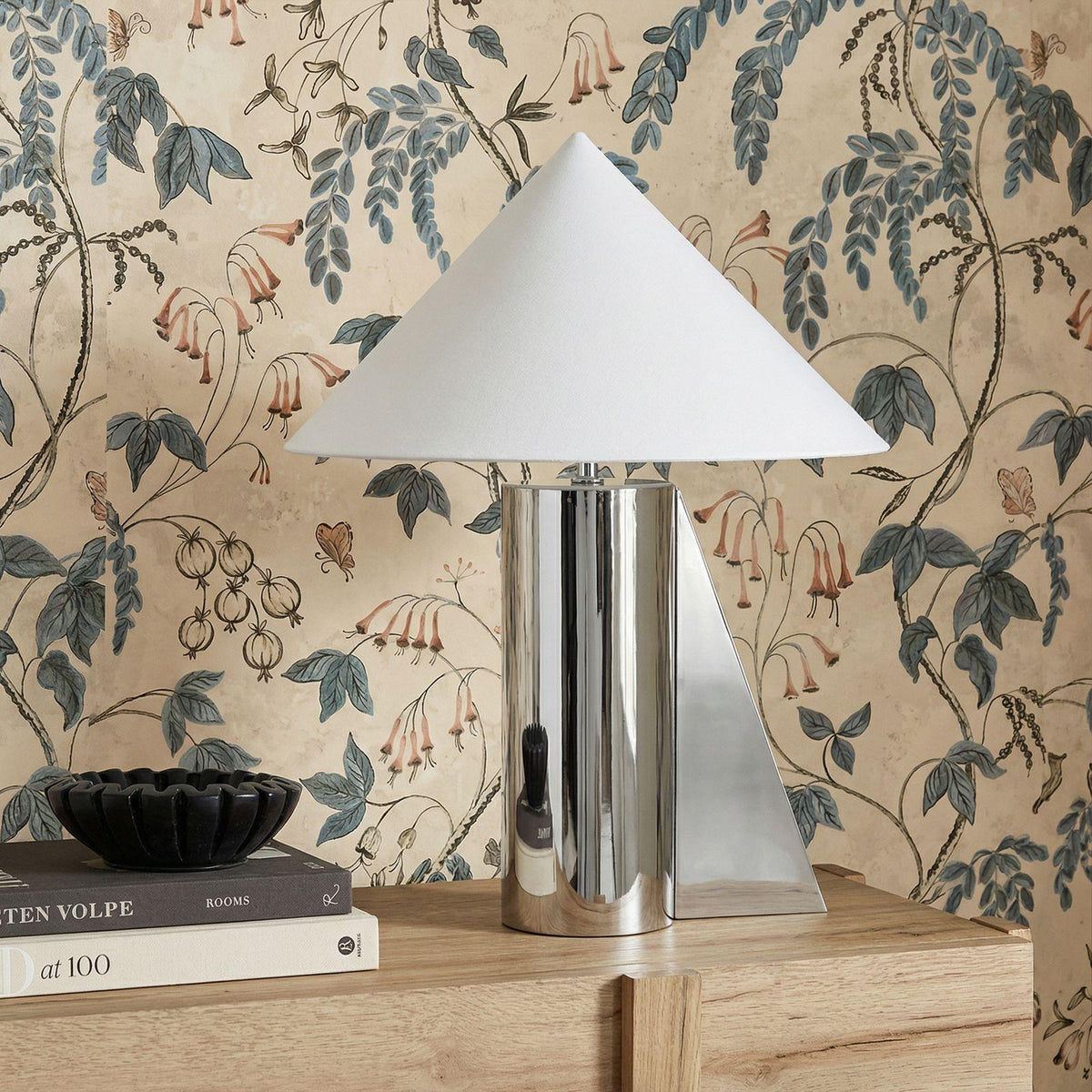 TOV Geo Angled Chrome Table Lamp