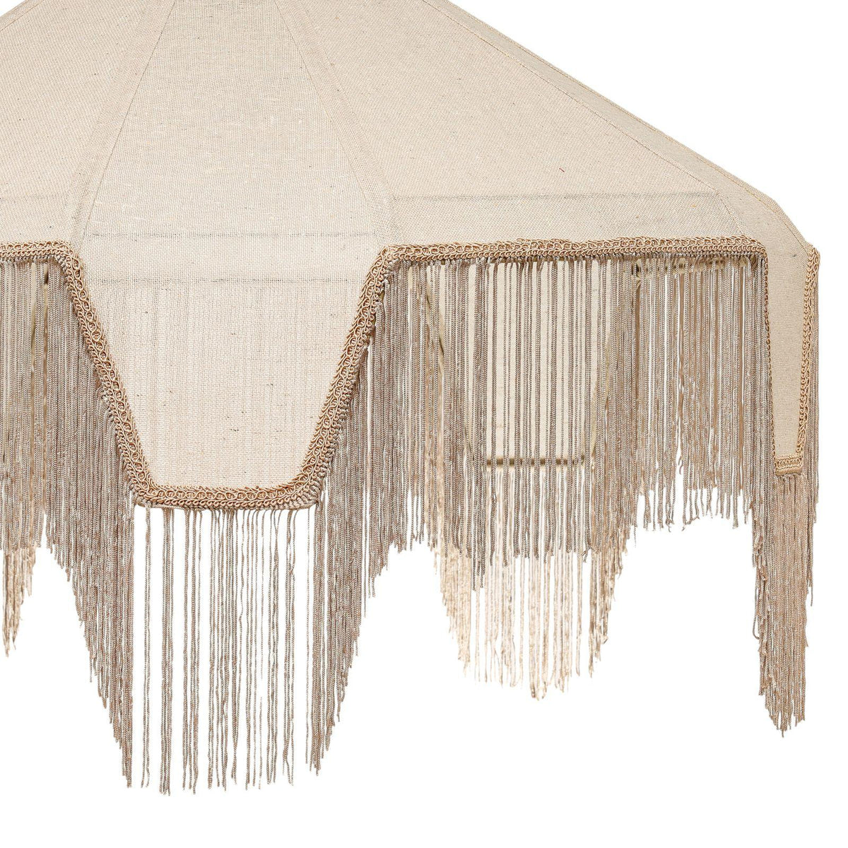 TOV Buchanan Natural Fabric Fringed Angled Pendant Light