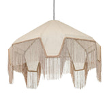 TOV Buchanan Natural Fabric Fringed Angled Pendant Light