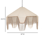 TOV Buchanan Natural Fabric Fringed Angled Pendant Light