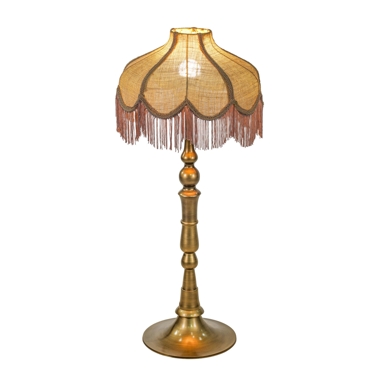 TOV Buchanan Pink Jute Fringed Scalloped Table Lamp