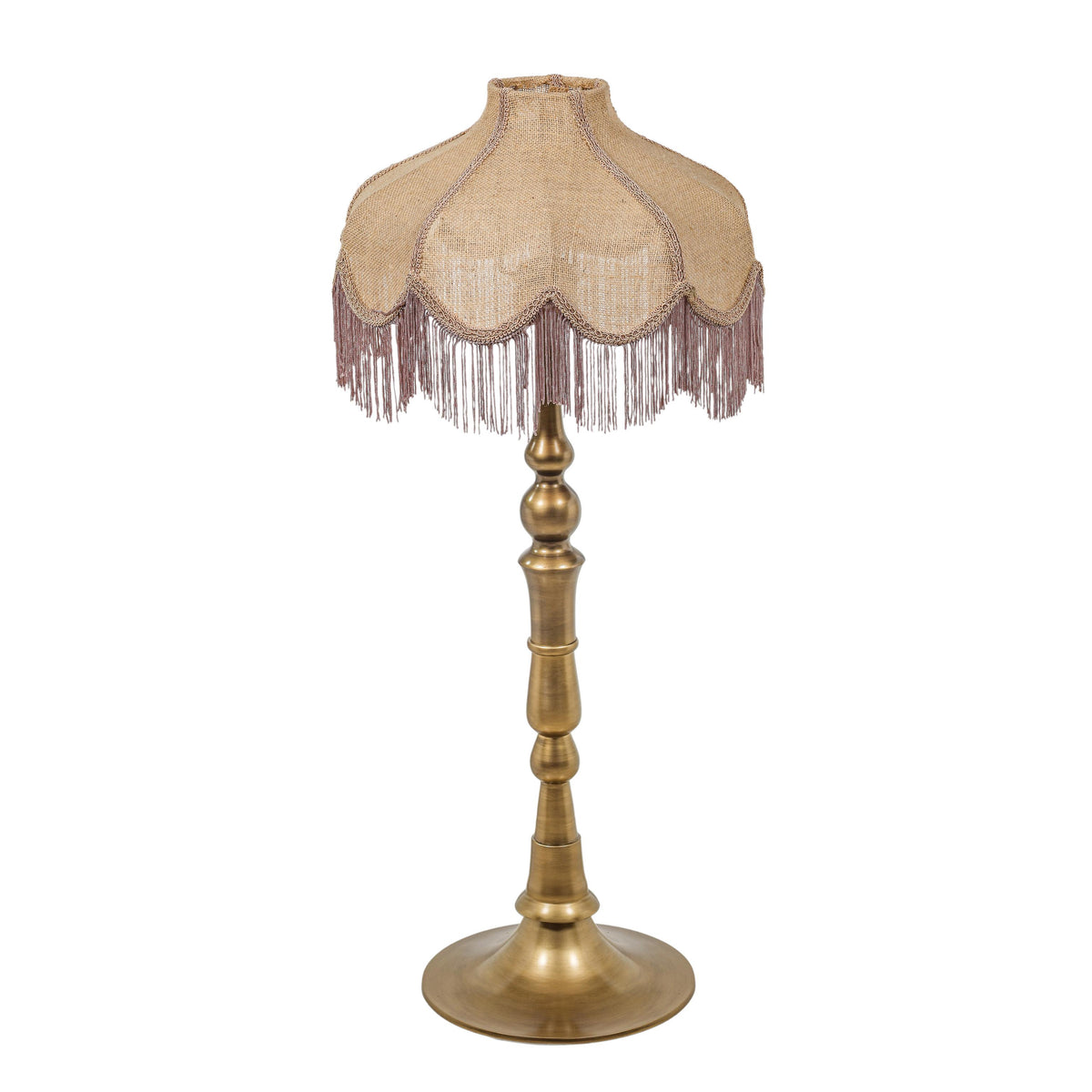 TOV Buchanan Pink Jute Fringed Scalloped Table Lamp