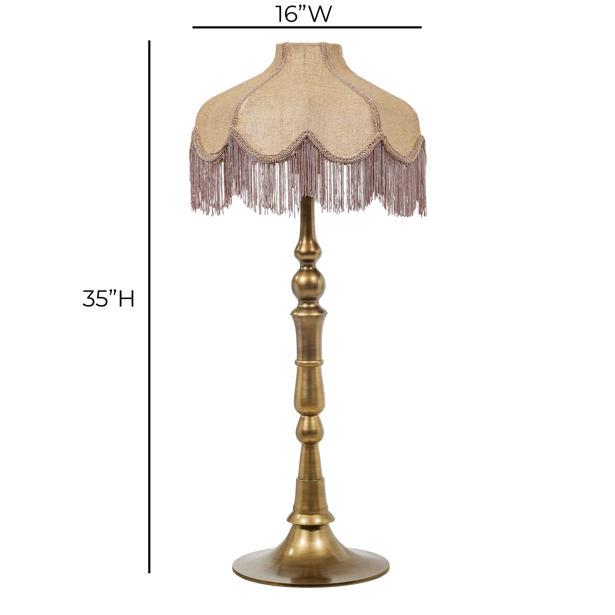 TOV Buchanan Jute Fringed Scalloped Table Lamp