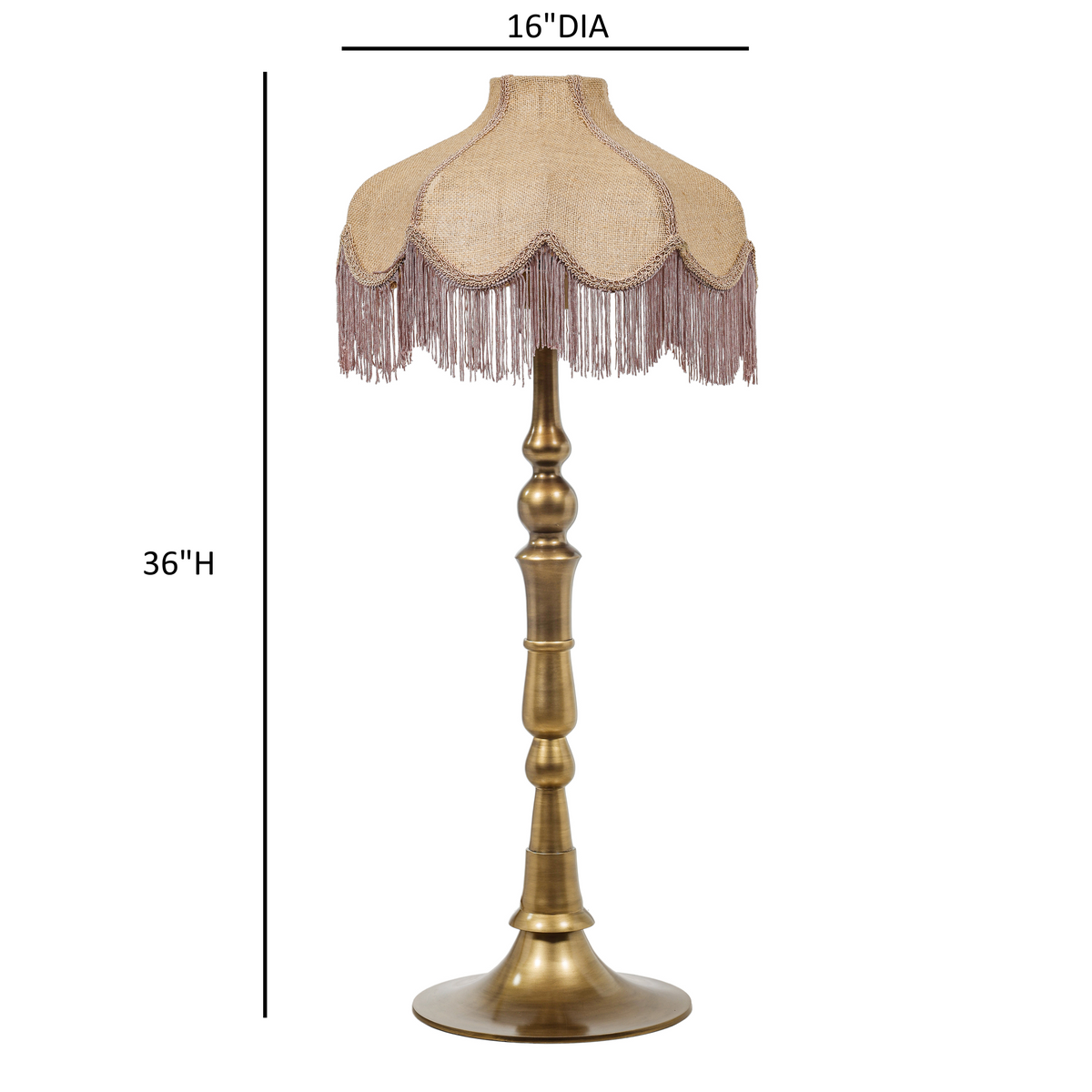 TOV Buchanan Pink Jute Fringed Scalloped Table Lamp