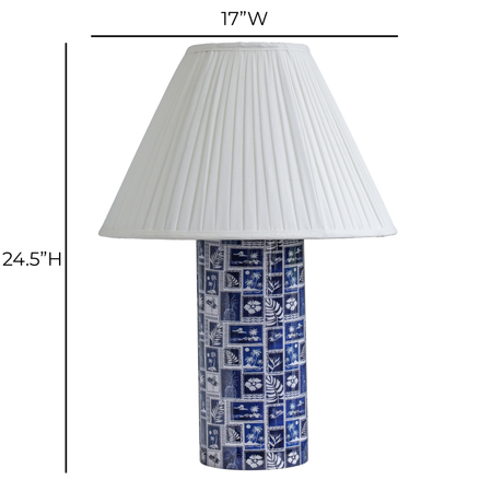 TOV Stamp Blue Pleated Table Lamp