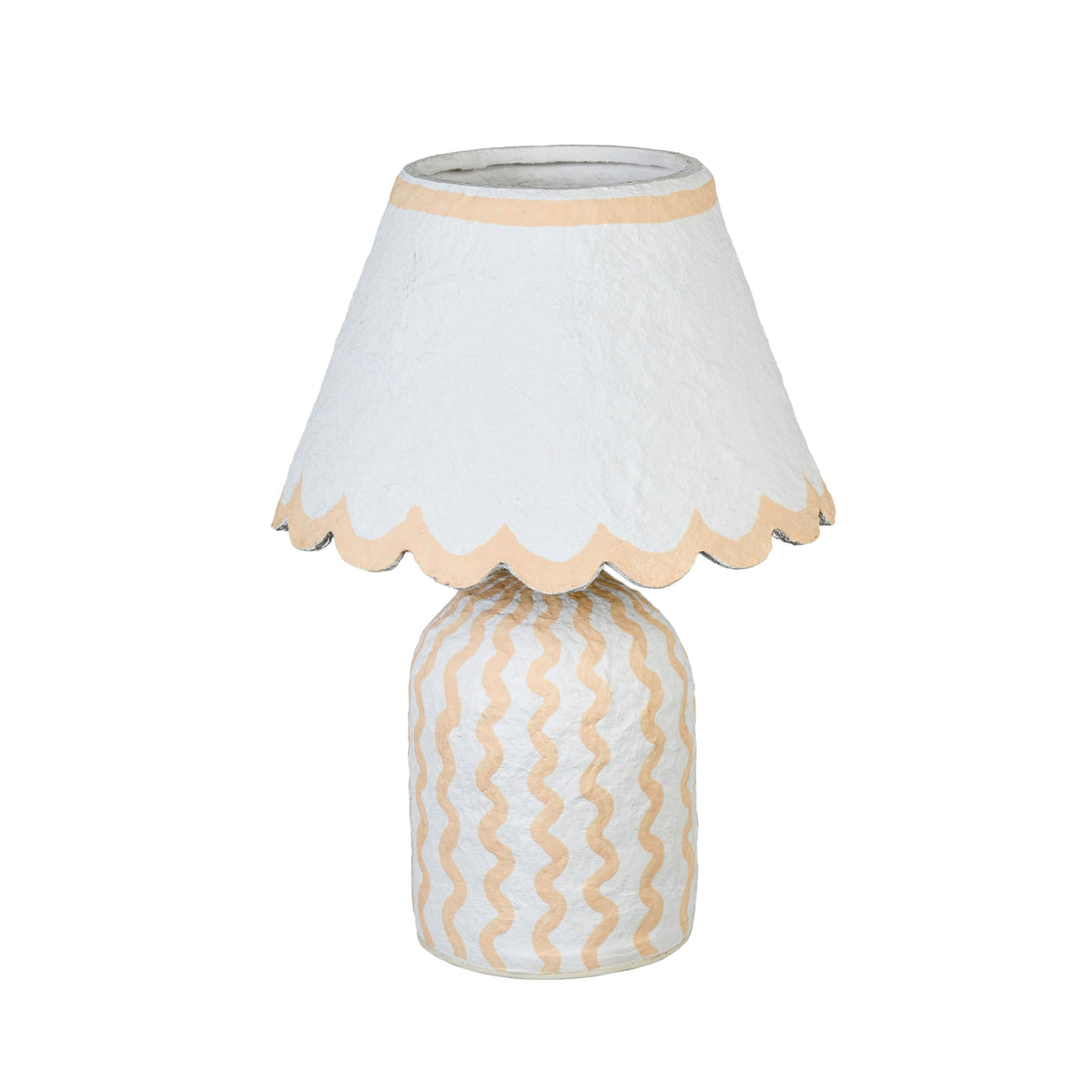 TOV Blum Pink Peach Scalloped Cotton Mache Table Lamp