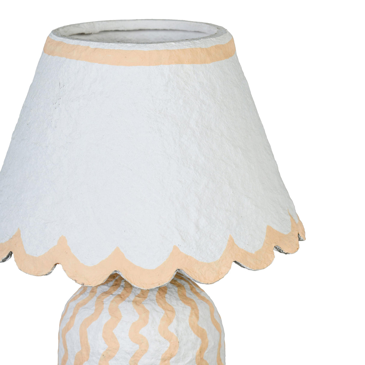 TOV Blum Pink Peach Scalloped Cotton Mache Table Lamp