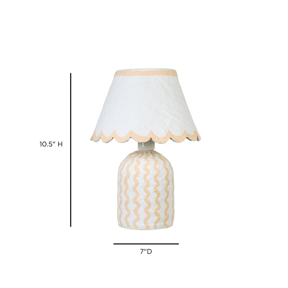 TOV Blum Pink Peach Scalloped Cotton Mache Table Lamp