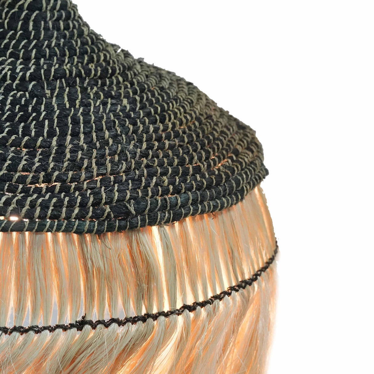 TOV Sula Natural and Black Upcycled Abaca Pendant Lamp