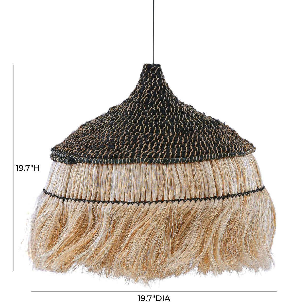 TOV Sula Natural and Black Upcycled Abaca Pendant Lamp