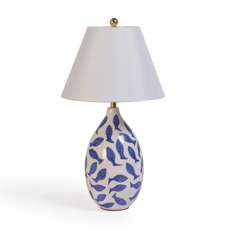 TOV Sardine White &amp; Blue Ceramic Table Lamp