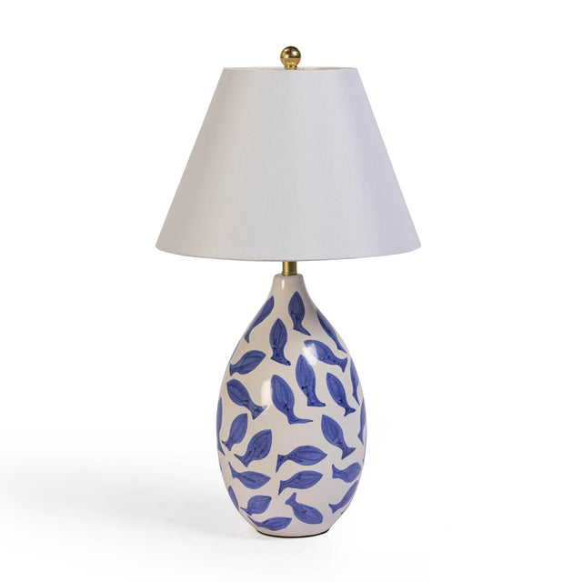 TOV Sardine White &amp; Blue Ceramic Table Lamp