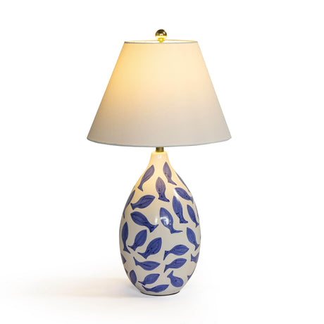 TOV Sardine White &amp; Blue Ceramic Table Lamp