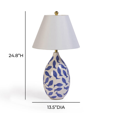 TOV Sardine White &amp; Blue Ceramic Table Lamp