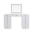TOV Hollywood 56" White Desk with LED Panel Vanity Mirror Small