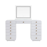 TOV Hollywood 56" White Desk with LED Panel Vanity Mirror Small