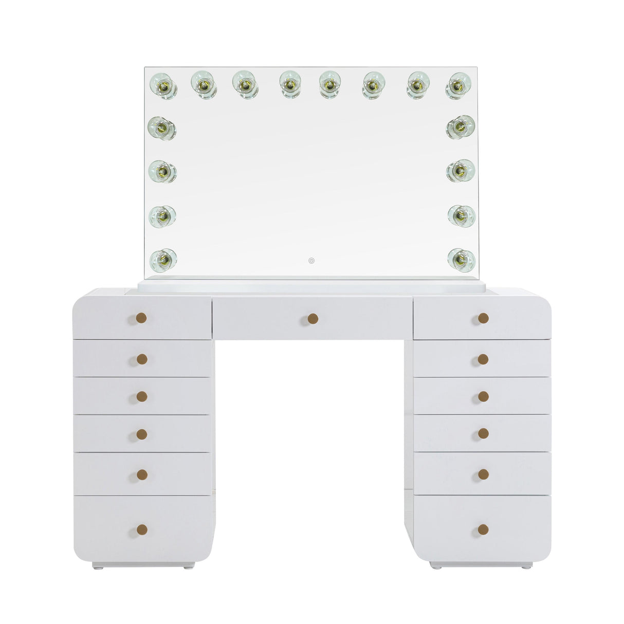 TOV Hollywood 56" White Desk with Vanity Mirror Large