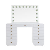 TOV Hollywood 56" White Desk with Vanity Mirror Large
