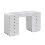 TOV Hollywood 56" White Desk with Vanity Mirror Large