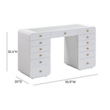 TOV Hollywood 56" White Desk with Vanity Mirror Large