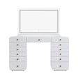 TOV Hollywood 56" White Desk with LED Panel Vanity Mirror Large