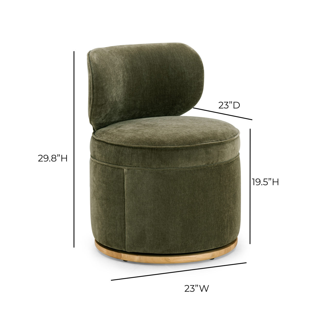 TOV Amaya Green Upcycled Contract-Grade Chenille Swivel Desk Chair