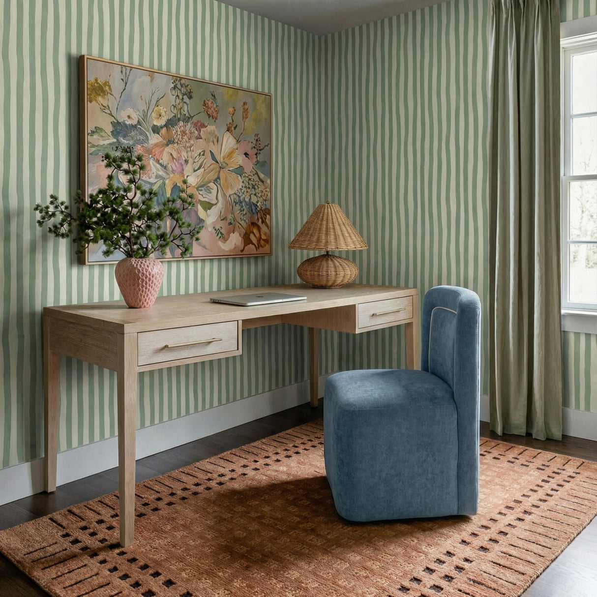 TOV Dolce Blue Rolling Desk Chair