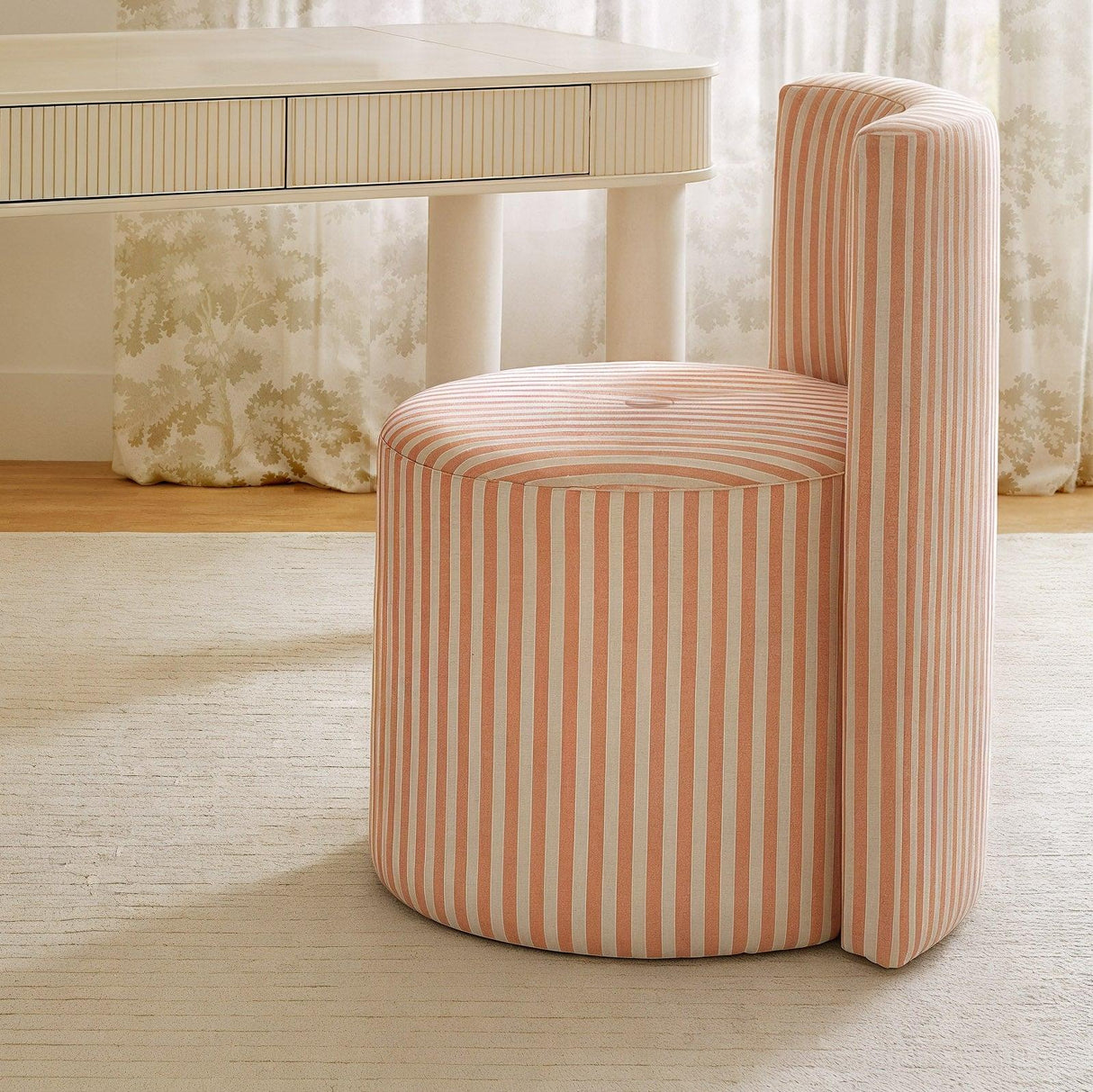 TOV Alyssa Striped Performance Linen Rolling Desk Chair