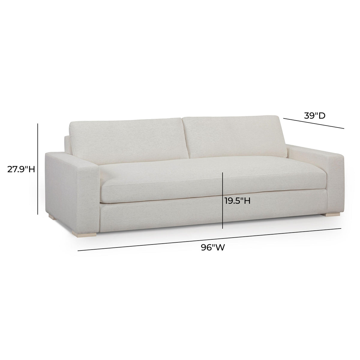 TOV Beckham 96 inch Cream Performance Upcycled Chenille Sofa