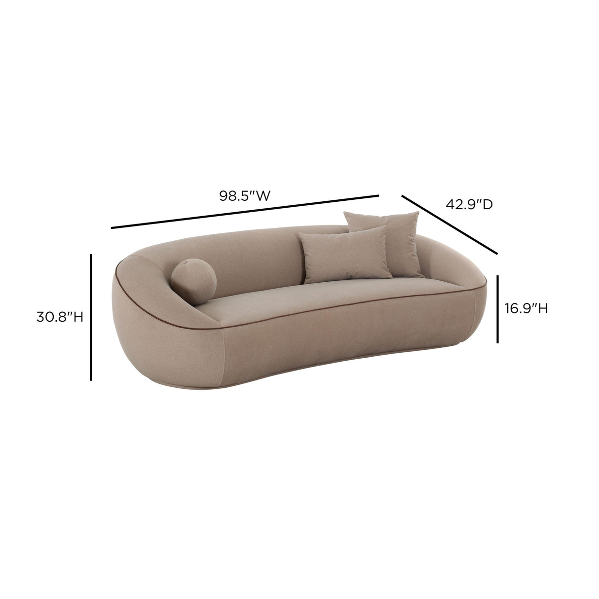 TOV Jenny 98.5" Taupe Performance Faux Mohair Sofa