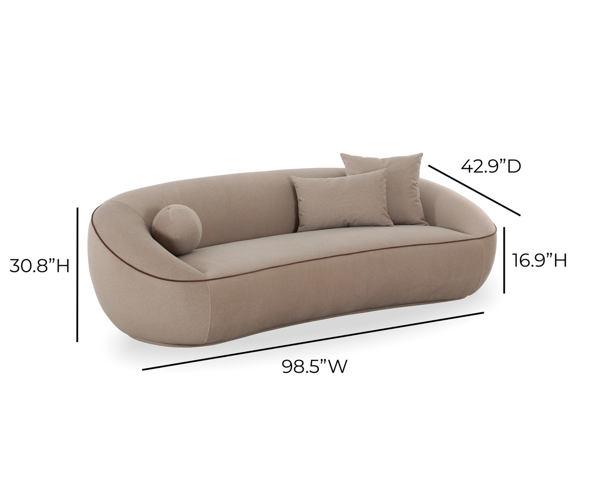 TOV Jenny Taupe Faux Mohair Sofa