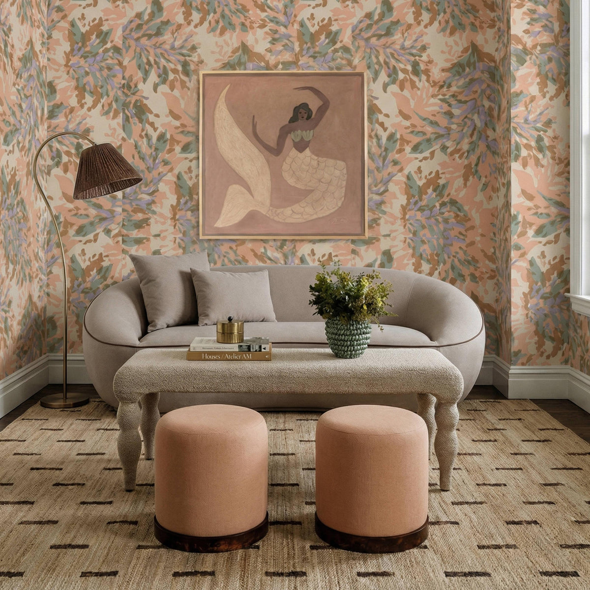 TOV Jenny Taupe Faux Mohair Loveseat