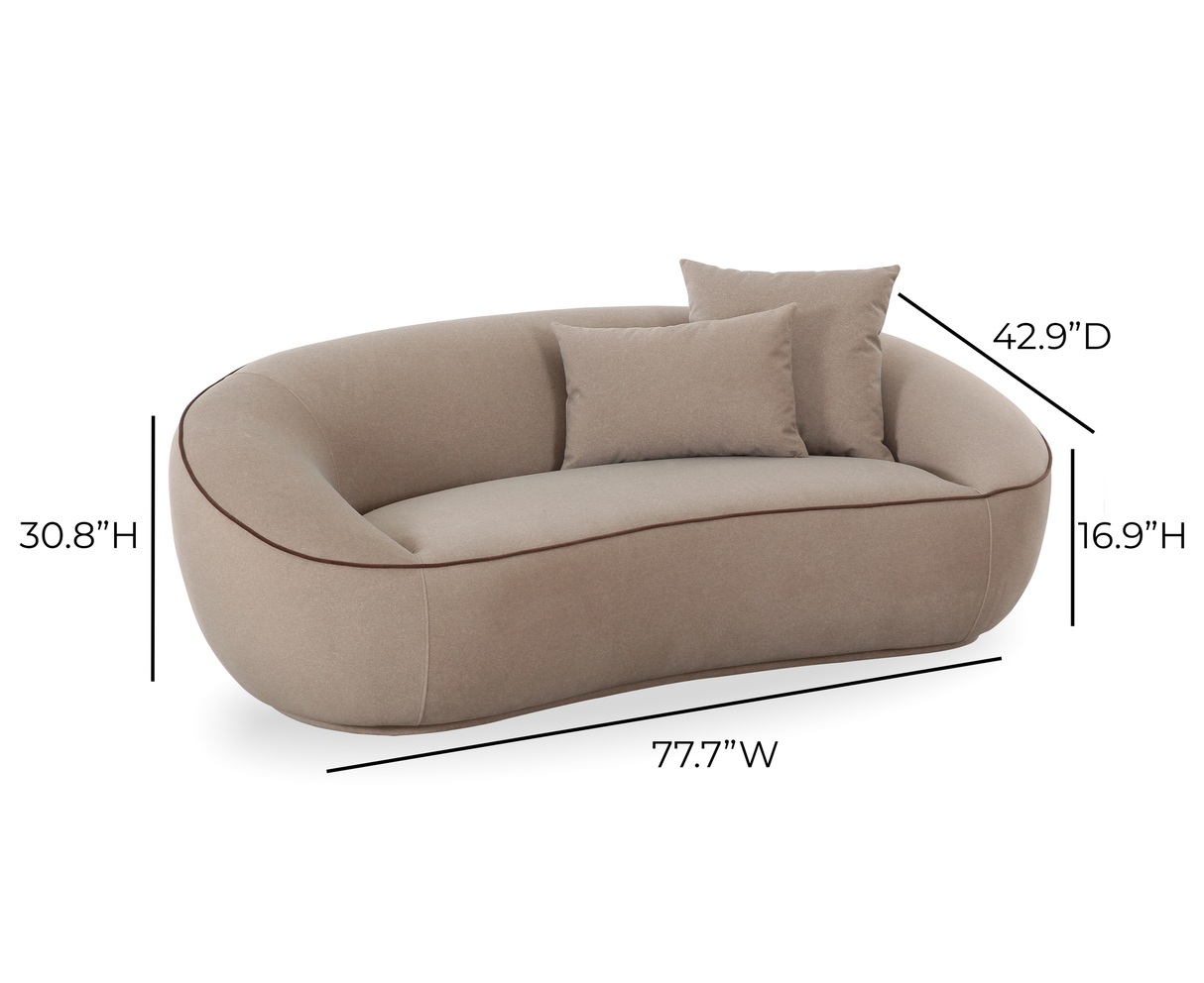 TOV Jenny Taupe Faux Mohair Loveseat