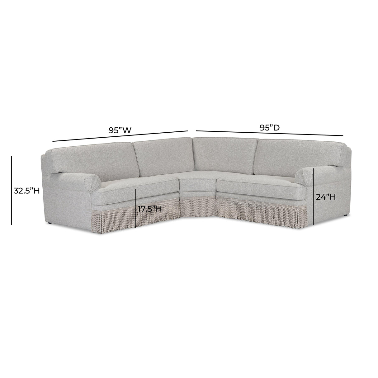 TOV Yvette 3-Piece Warm Grey Performance Boucle L-Sectional