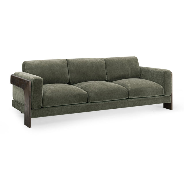 TOV Elyn 91" Olive Green Upcycled Contract-Grade Chenille Sofa