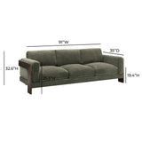 TOV Elyn 91" Olive Green Upcycled Contract-Grade Chenille Sofa