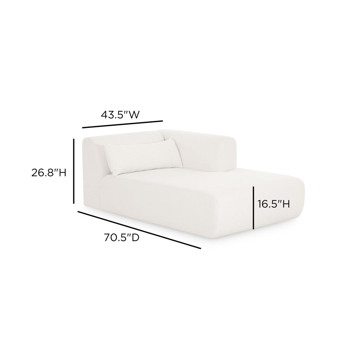 TOV Tarra Cream Chenille Modular RAF Chaise