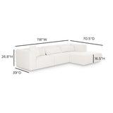 TOV Tarra 3-Piece Cream Performance Chenille Modular Sectional