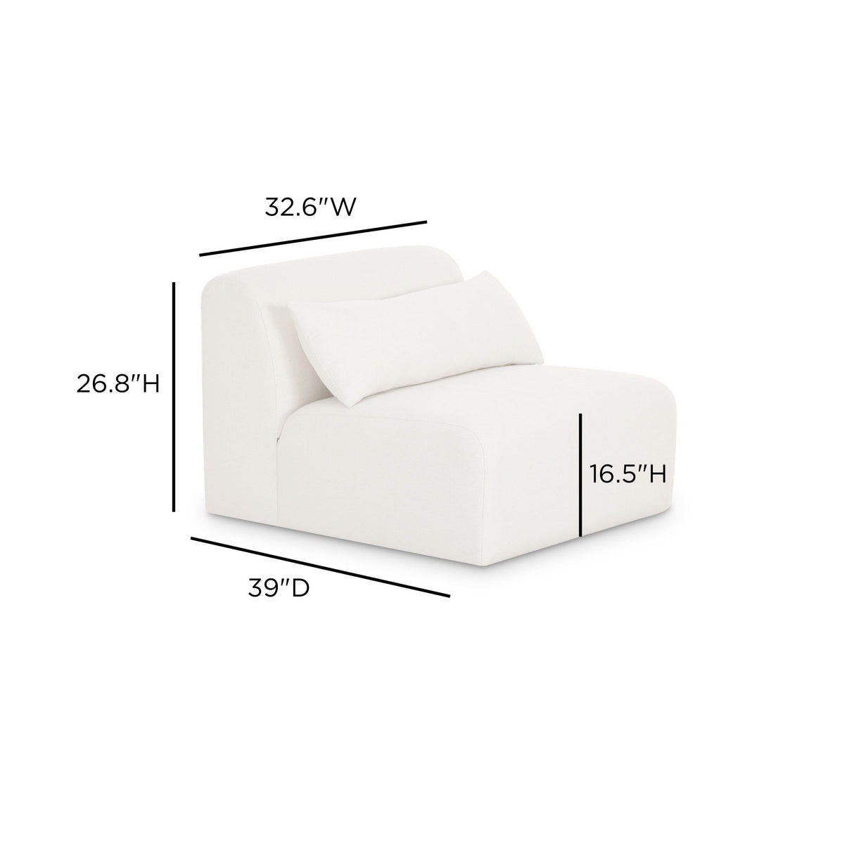TOV Tarra Cream Chenille Modular Armless Chair