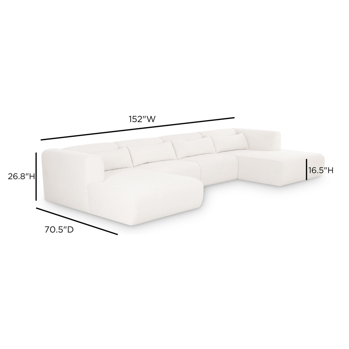 TOV Tarra 4-Piece Cream Performance Chenille Modular U-Sectional