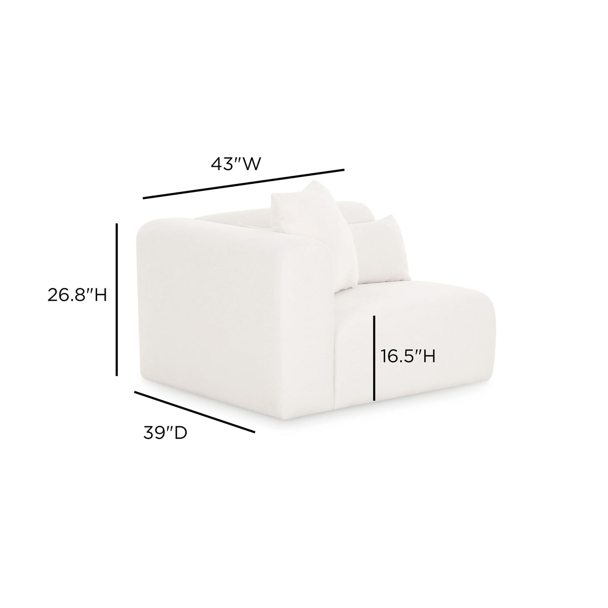 TOV Tarra Cream Chenille Modular LAF Corner Chair