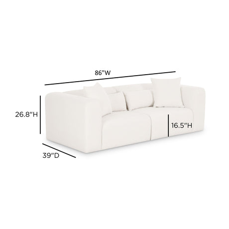 TOV Tarra 86" Cream Performance Chenille Modular Loveseat