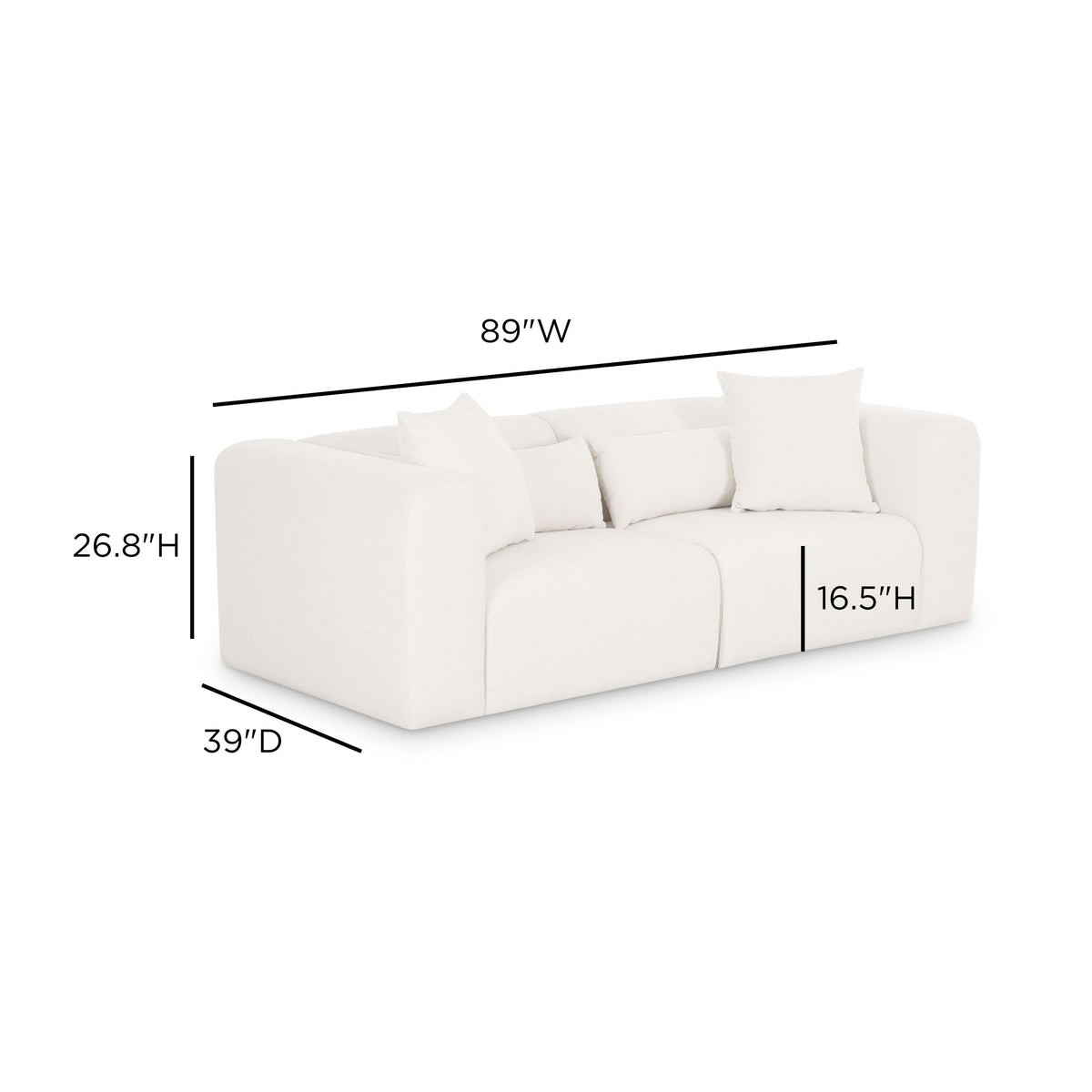 TOV Tarra Cream Chenille Modular Loveseat