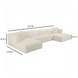 TOV Tarra 4-Piece Fluffy Oversized Performance Corduroy Modular U-Sectional