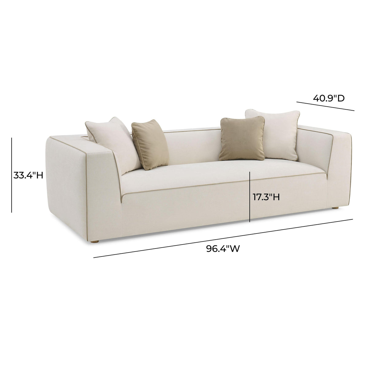 TOV Tristine 96" Cream Contract-Grade Linen Sofa